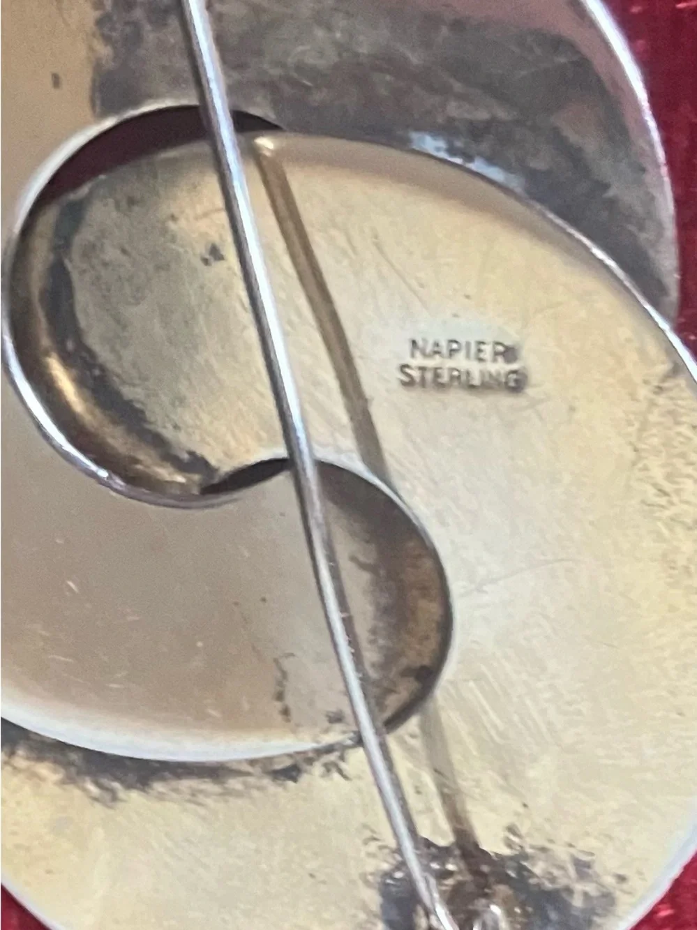 MCM Vtg Napier Signed Sterling Silver 925 Interlocking Circles Pin Broach 14.32g